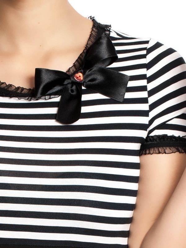 Nastrovje Potsdam Pussy Deluxe Stripey black/white on black Damen T-Shirt schwarz/weiß Black Friday Preise