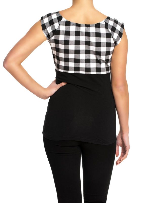 Nastrovje Potsdam Pussy Deluxe Evie Plaid Damen T-Shirt schwarz/weiß Im Verkauf