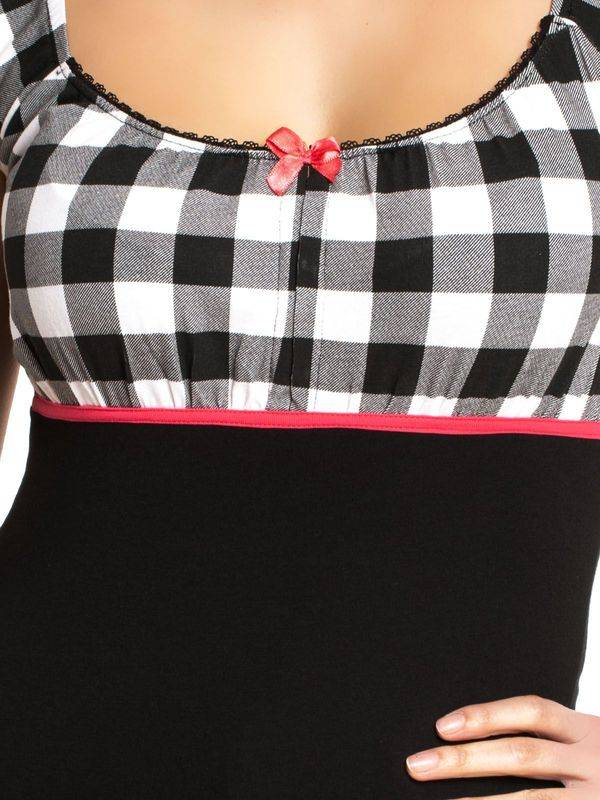 Nastrovje Potsdam Pussy Deluxe Evie Plaid Damen T-Shirt schwarz/weiß Im Verkauf