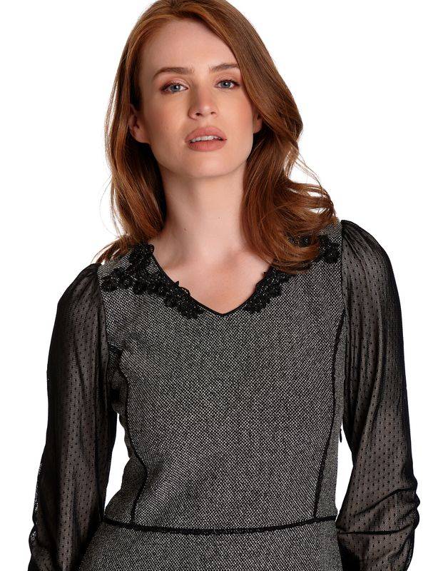 Nastrovje Potsdam Vive Maria Cottage Girl Damen A-Linien-Kleid grau meliert/schwarz Fabrikverkauf