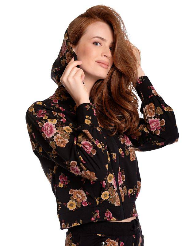 Nastrovje Potsdam Vive Maria Barock Sweat Damen Kapuzensweatjacke schwarz allover Limitierter Zeitrabatt