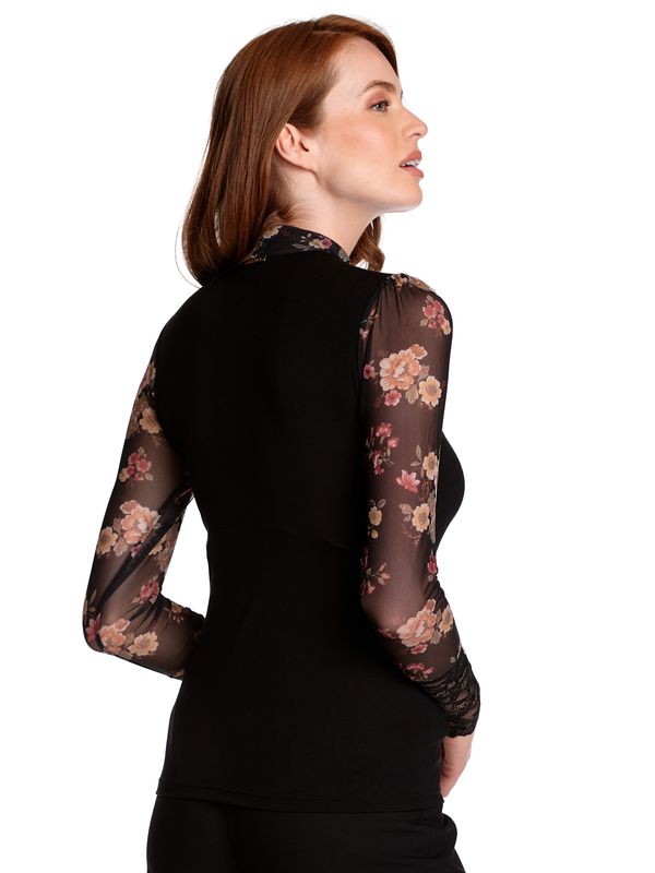 Nastrovje Potsdam Vive Maria Barock Flower Damen Langarmshirt schwarz allover Fabrikpreis