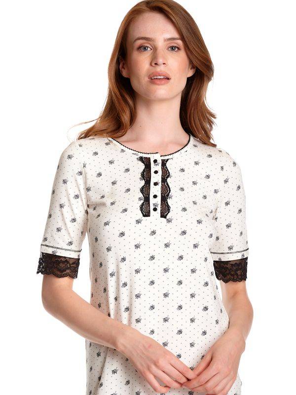 Nastrovje Potsdam Vive Maria Bisou Damen Nachthemd creme/allover Fabrikladen
