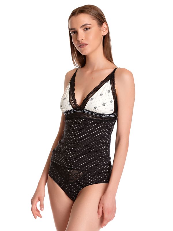 Nastrovje Potsdam Vive Maria Bisou Damen Wäscheset: Top mit Panty schwarz/creme Begrenzt auf 3 Tage