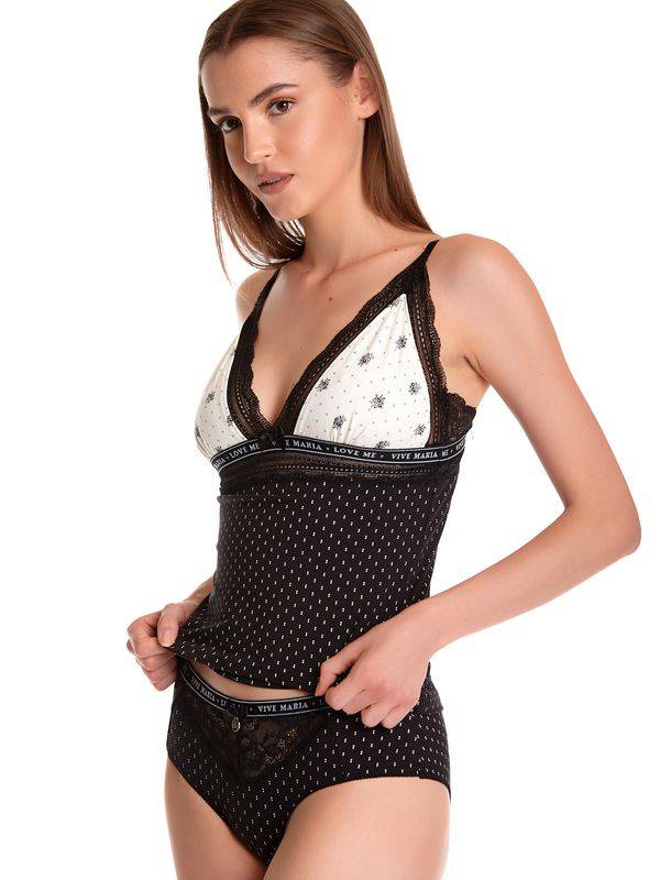Nastrovje Potsdam Vive Maria Bisou Damen Wäscheset: Top mit Panty schwarz/creme Begrenzt auf 3 Tage
