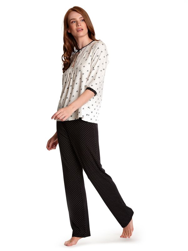 Nastrovje Potsdam Vive Maria Bisou Pour Toi Damen Pyjama creme allover/schwarz allover Speichern exportieren