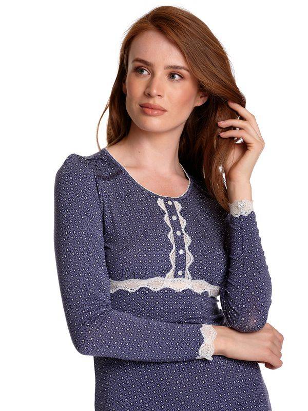 Nastrovje Potsdam Vive Maria Cosy Hanoi Damen Pyjama blau allover Auslauf