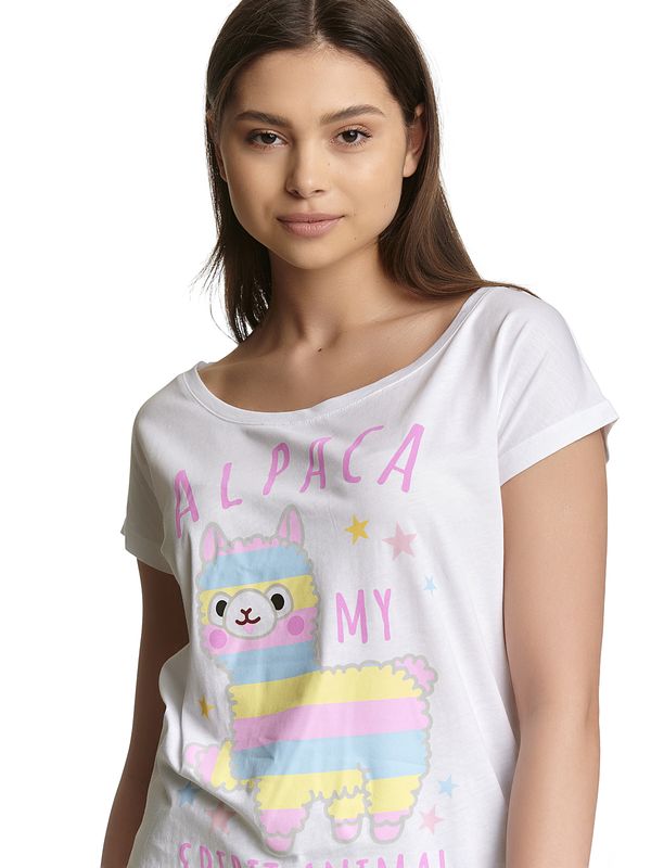 Nastrovje Potsdam Amufun Alpacasso Spirit Animal Damen Loose-Shirt weiss Blitzangebot