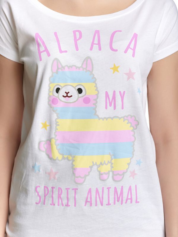 Nastrovje Potsdam Amufun Alpacasso Spirit Animal Damen Loose-Shirt weiss Blitzangebot