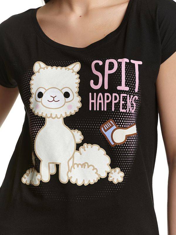 Nastrovje Potsdam Amufun Alpacasso Spit Happens Damen Loose-Shirt schwarz Große Rabatte