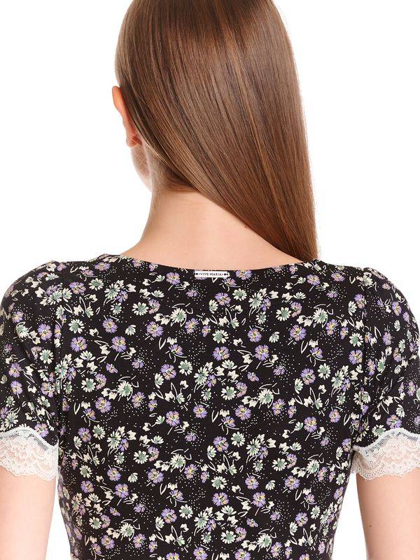 Nastrovje Potsdam Vive Maria Midnight Flower Damen T-Shirt schwarz allover Letzter Tag
