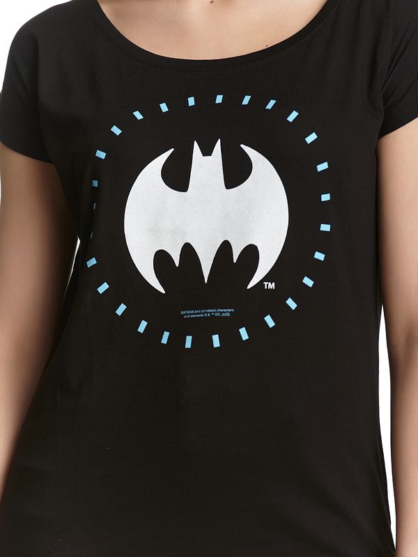 Nastrovje Potsdam Batman Circle Logo Damen Loose-Shirt schwarz Discount Store für neue Produkte