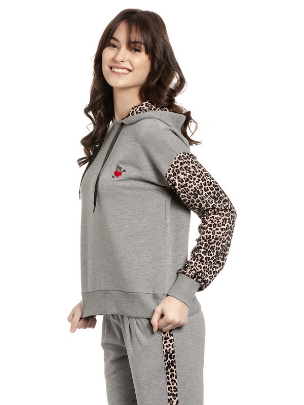 Nastrovje Potsdam Vive Maria Cosy Leo Damen Kapuzenpullover grau meliert/leo allover Fabrik Onlineshop