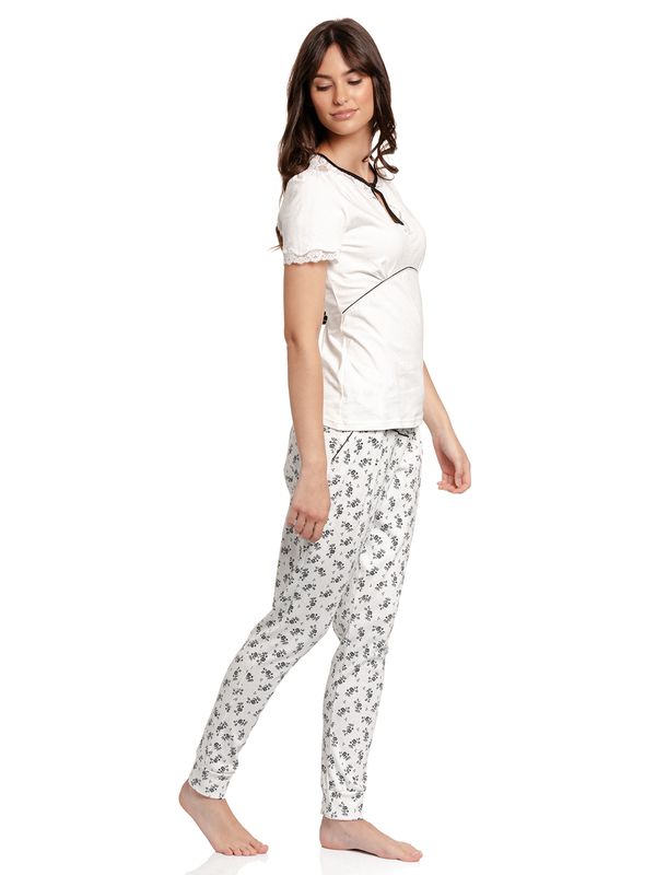 Nastrovje Potsdam Vive Maria Nostalgie Ripp Damen Pyjama creme/allover Online Shopping