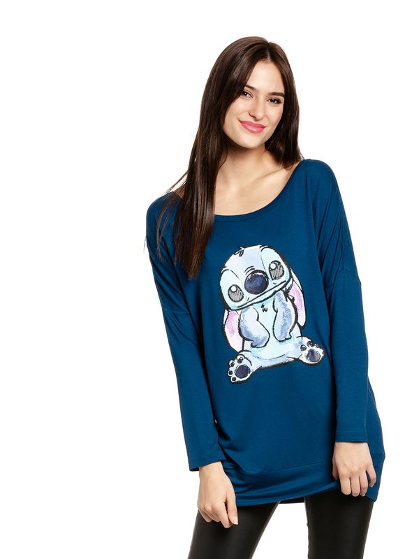 Nastrovje Potsdam Lilo & Stitch Blue Stitch Damen Langarmshirt blau Riesige Ersparnisse