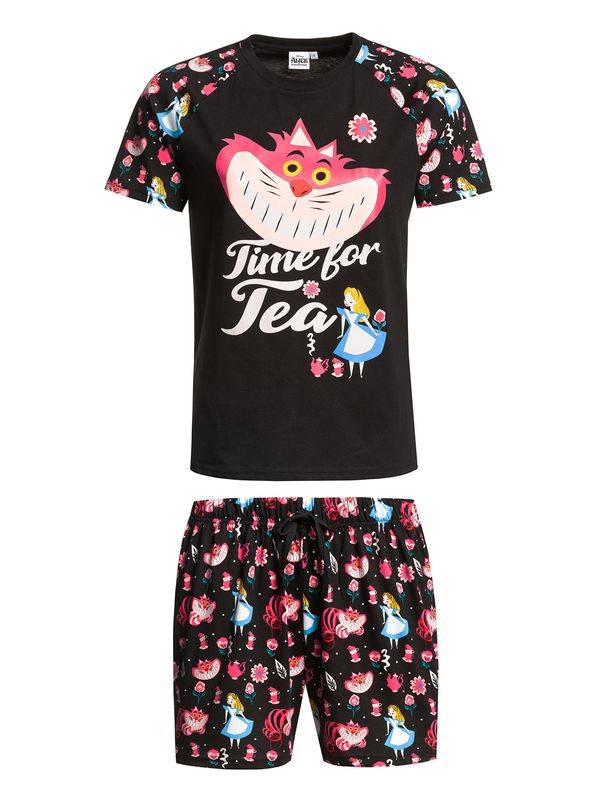 Nastrovje Potsdam Alice im Wunderland Tea Damen Pyjama schwarz allover