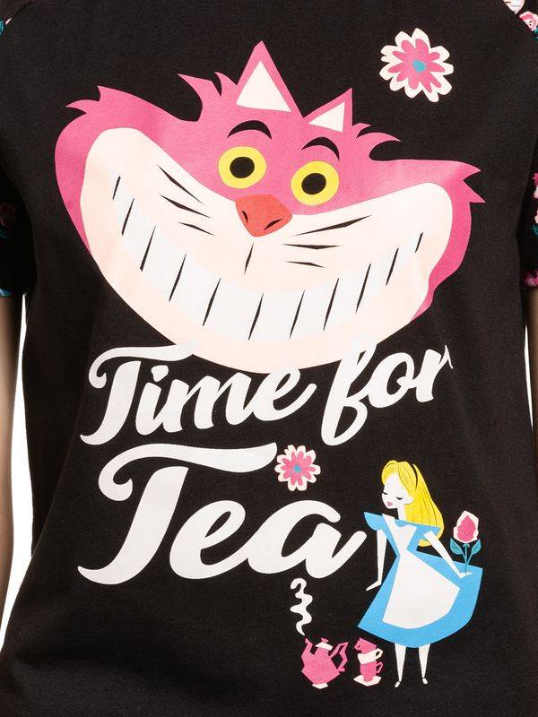 Nastrovje Potsdam Alice im Wunderland Tea Damen Pyjama schwarz allover 50% Rabatt mit kostenlosem Versand
