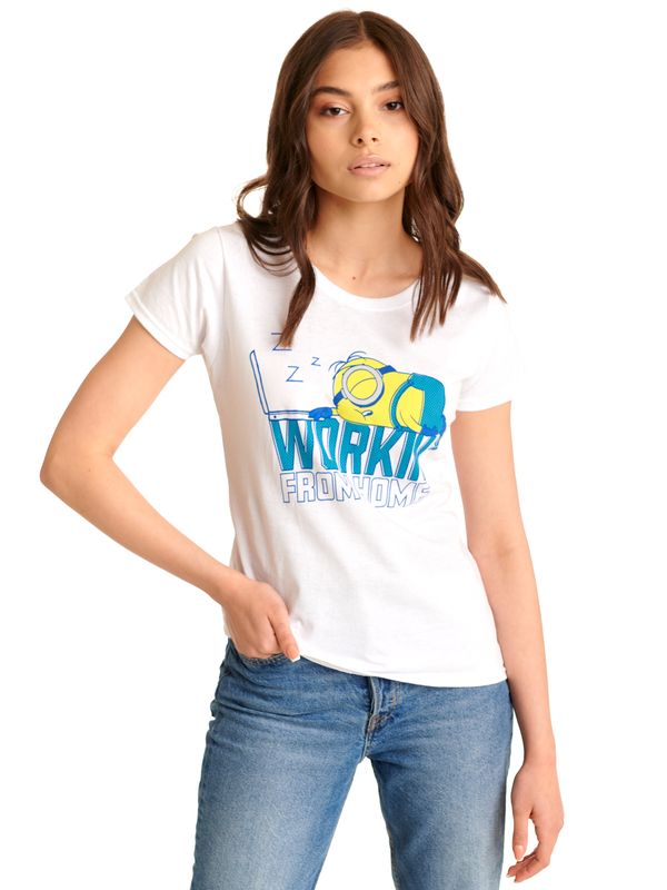 Nastrovje Potsdam Minions Workin&#039; From Home Damen T-Shirt weiss Kostenloser Versand international