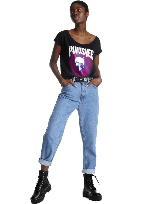 Nastrovje Potsdam The Punisher Psychedelic Warface Damen Loose-Shirt schwarz Black Friday Preise