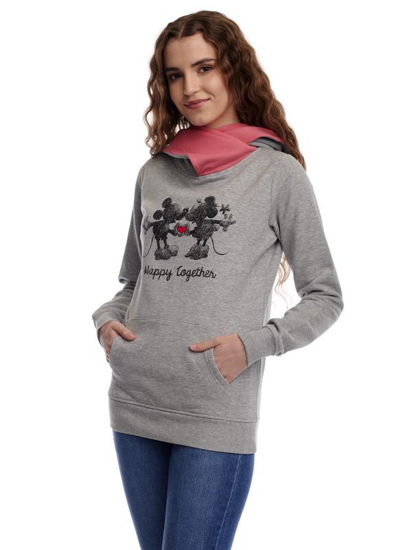 Nastrovje Potsdam Disney Happy Together Damen Schalkragenpullover grau meliert/pink Angebote