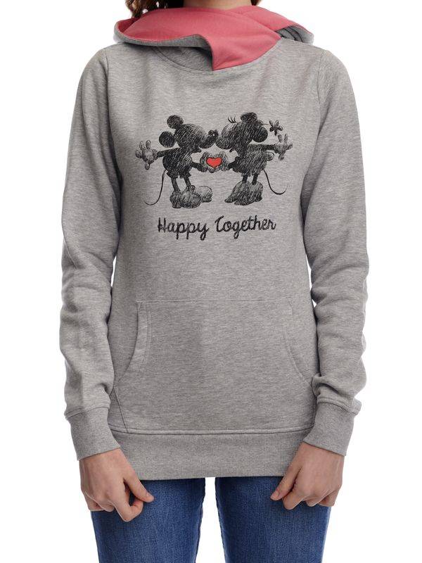 Nastrovje Potsdam Disney Happy Together Damen Schalkragenpullover grau meliert/pink Angebote