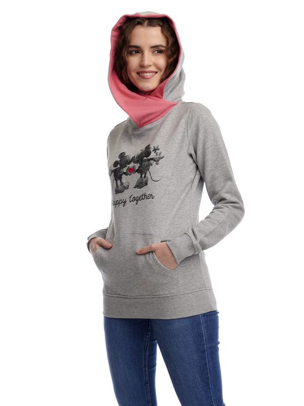 Nastrovje Potsdam Disney Happy Together Damen Schalkragenpullover grau meliert/pink Angebote