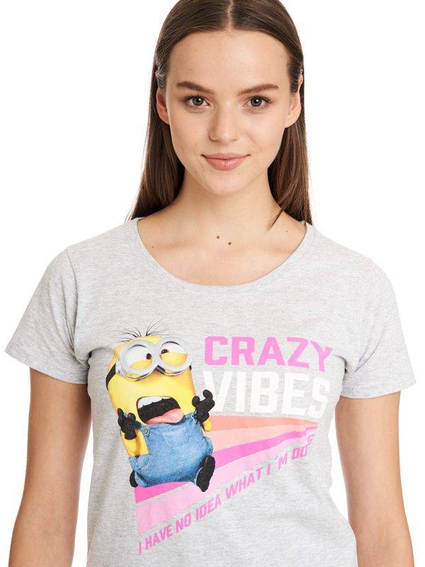 Nastrovje Potsdam Minions No Idea Damen T-Shirt grau meliert Günstiger Verkauf