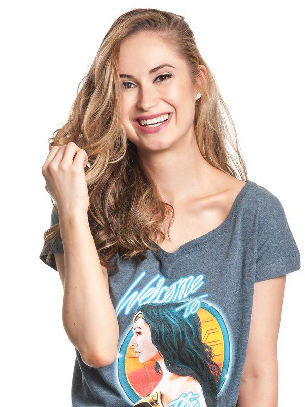 Nastrovje Potsdam Wonderwoman Welcome To 80&#039;s Damen Loose-Shirt blau meliert Blitzverkäufe