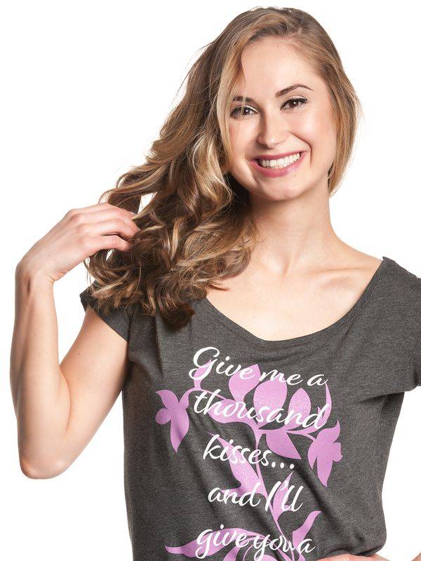 Nastrovje Potsdam Outlander Thousand Kisses Damen Loose-Shirt dunkelgrau meliert Fabrikpreis