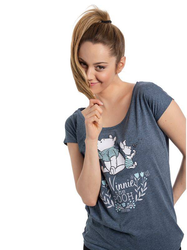 Nastrovje Potsdam Winnie the Pooh Friend Damen Loose-Shirt blau meliert Begrenztes Angebot