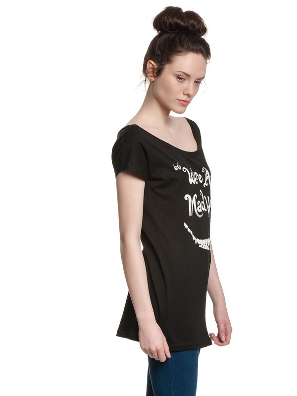 Nastrovje Potsdam Alice im Wunderland Mad Here Smile Damen Loose-Shirt schwarz Black Friday