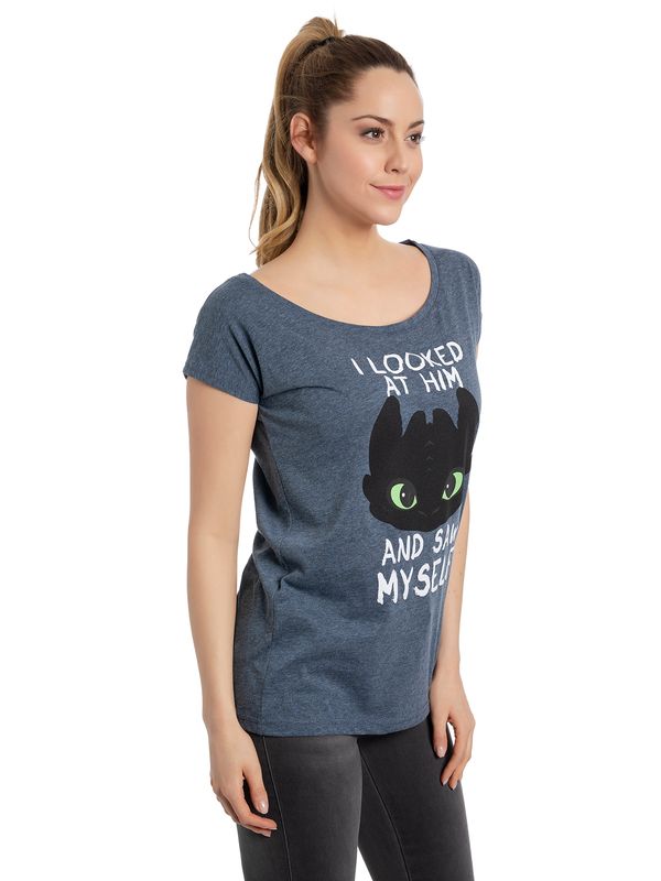 Nastrovje Potsdam Dragons, Drachenzähmen leicht gemacht Myself Damen Loose-Shirt blau meliert Weihnachtsangebot
