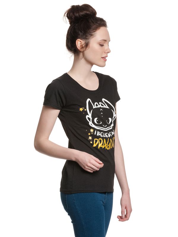 Nastrovje Potsdam Dragons, Drachenzähmen leicht gemacht I Believe In Dragons Damen T-Shirt schwarz Jubiläumsangebot