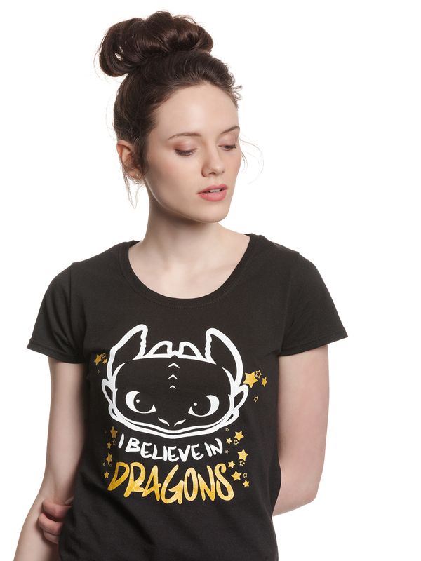 Nastrovje Potsdam Dragons, Drachenzähmen leicht gemacht I Believe In Dragons Damen T-Shirt schwarz Jubiläumsangebot