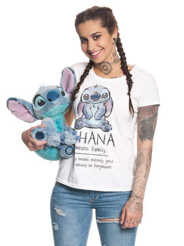 Nastrovje Potsdam Lilo & Stitch Ohana Means Family Damen T-Shirt weiss Saisonale Angebote