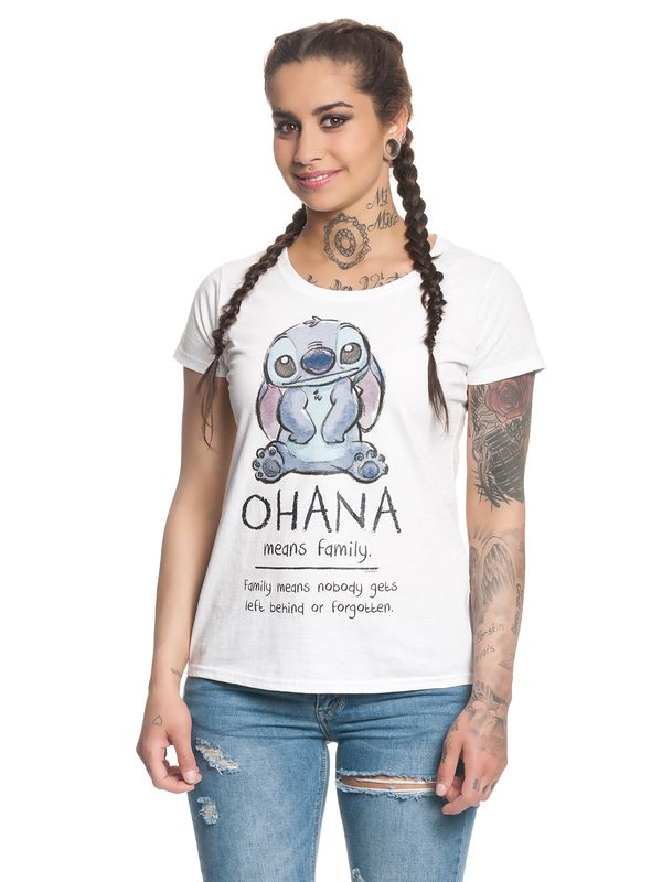Nastrovje Potsdam Lilo & Stitch Ohana Means Family Damen T-Shirt weiss Saisonale Angebote