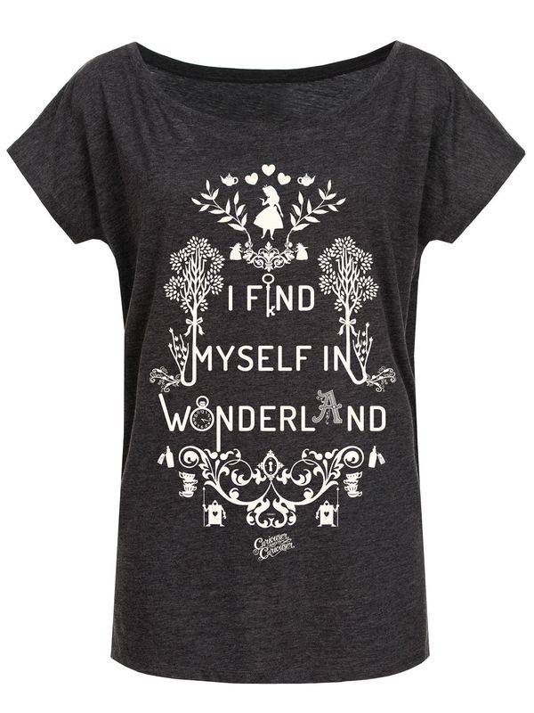 Nastrovje Potsdam Alice im Wunderland I Find Myself in Wonderland Damen Loose-Shirt dunkelgrau meliert VIP-Rabatte
