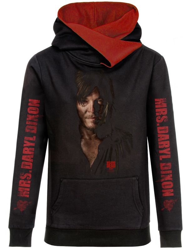 Nastrovje Potsdam The Walking Dead Daryl Portrait Shawl Hoodie Frauen Kapuzenpullover schwarz/rot Tiefpreis