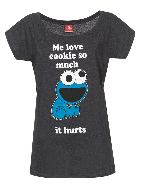 Nastrovje Potsdam Sesamstrasse Me Love Cookie Damen Loose-Shirt dunkelgrau meliert Kostenlose Rückgabe