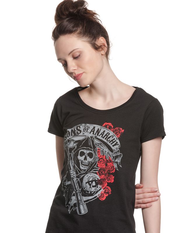 Nastrovje Potsdam Sons of Anarchy Reaper & Roses Girl T-shirt black Letzte 3 Tage