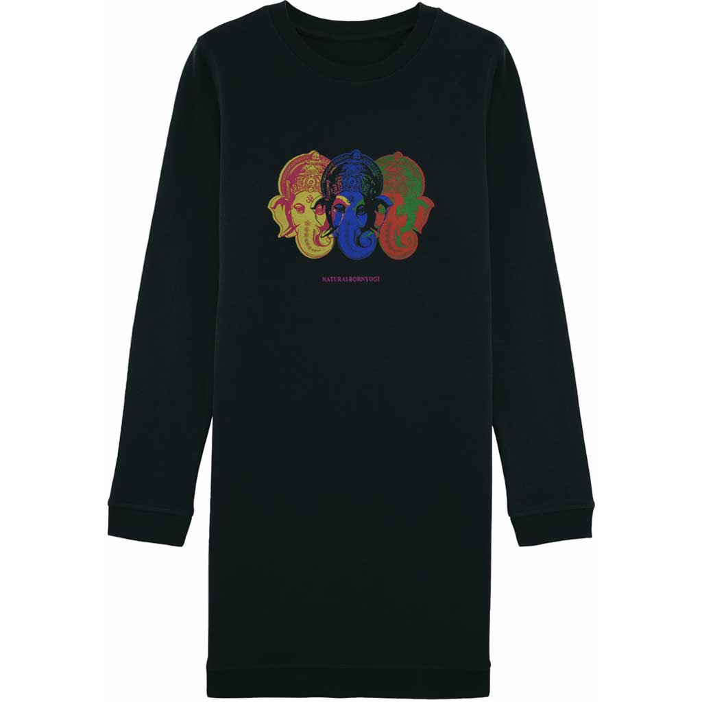 Natural Born Yogi Ganesha Pop – Sweatshirt Kleid Lagerräumung