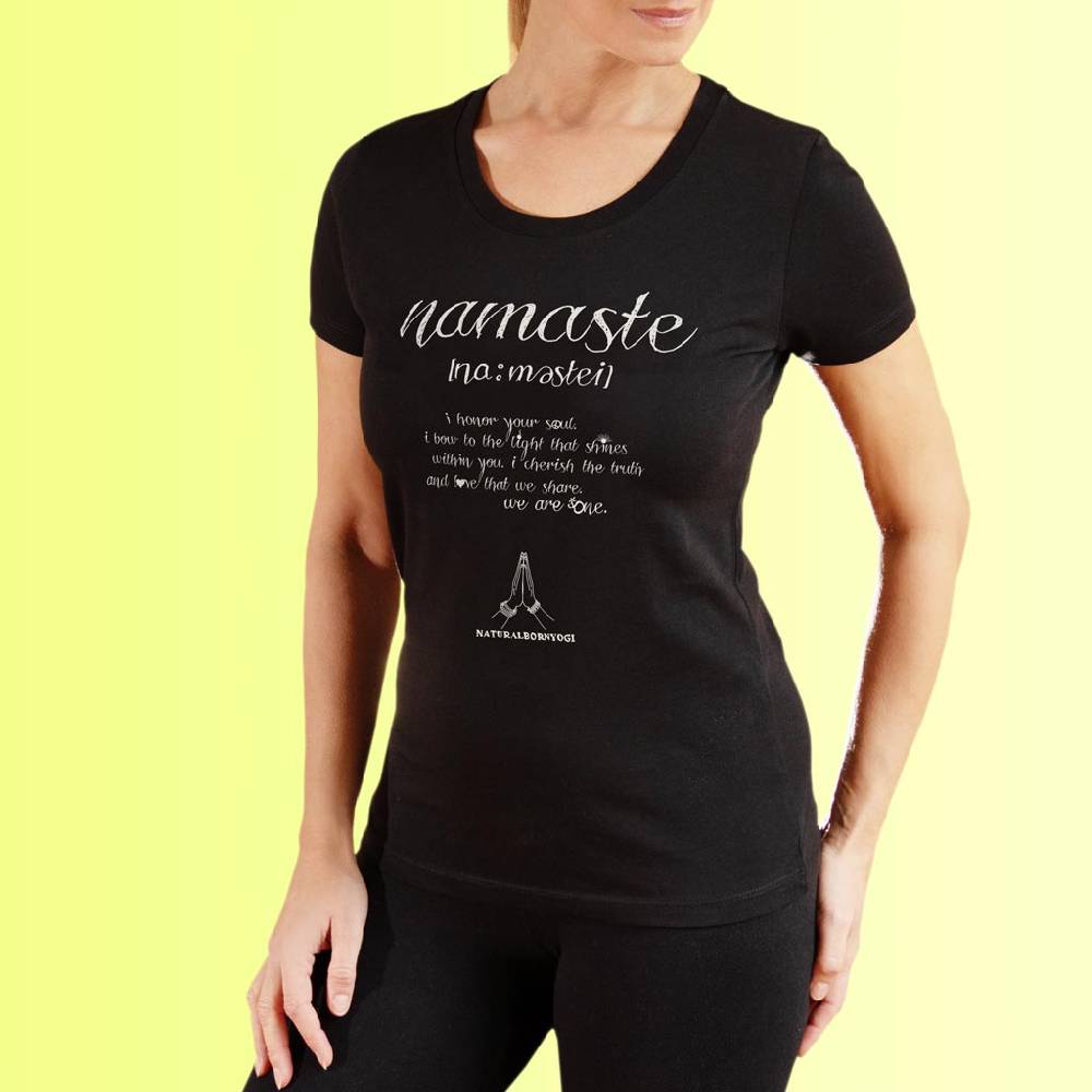 Natural Born Yogi Namaste Love – Yoga Shirt schwarz Wochenangebot