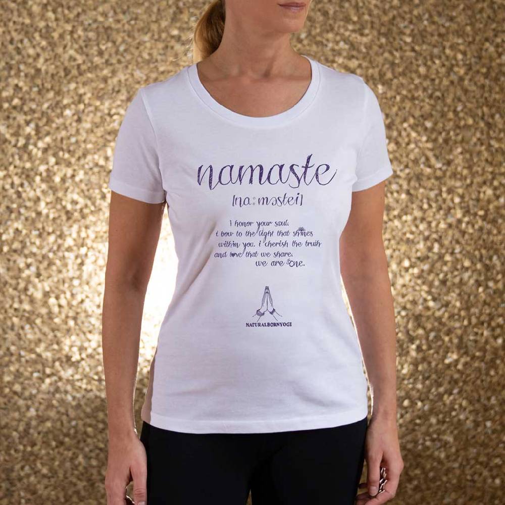 Natural Born Yogi Namaste Love – T-Shirt weiß Kostenlose Rückgabe