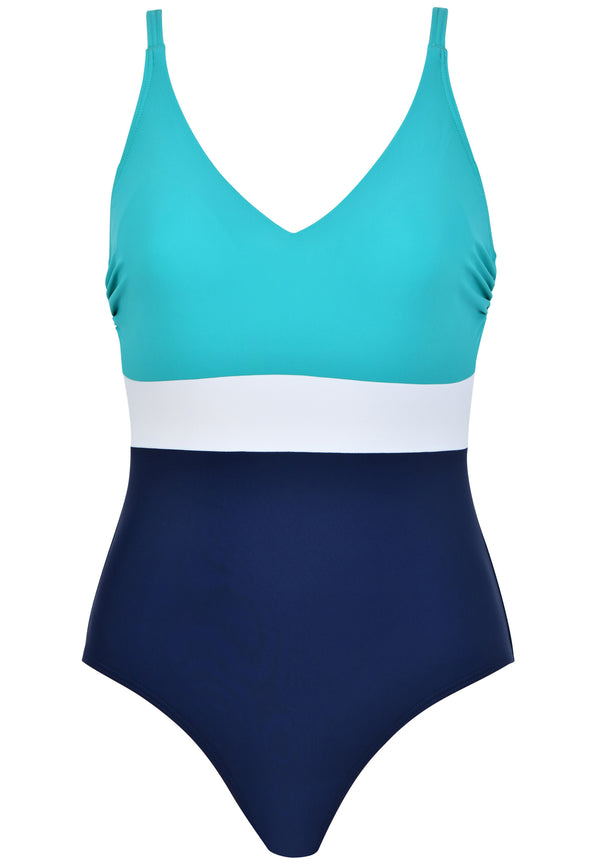 Naturana Badeanzug mit Schale - Marine-Smaragd-Weiss Wochenangebot