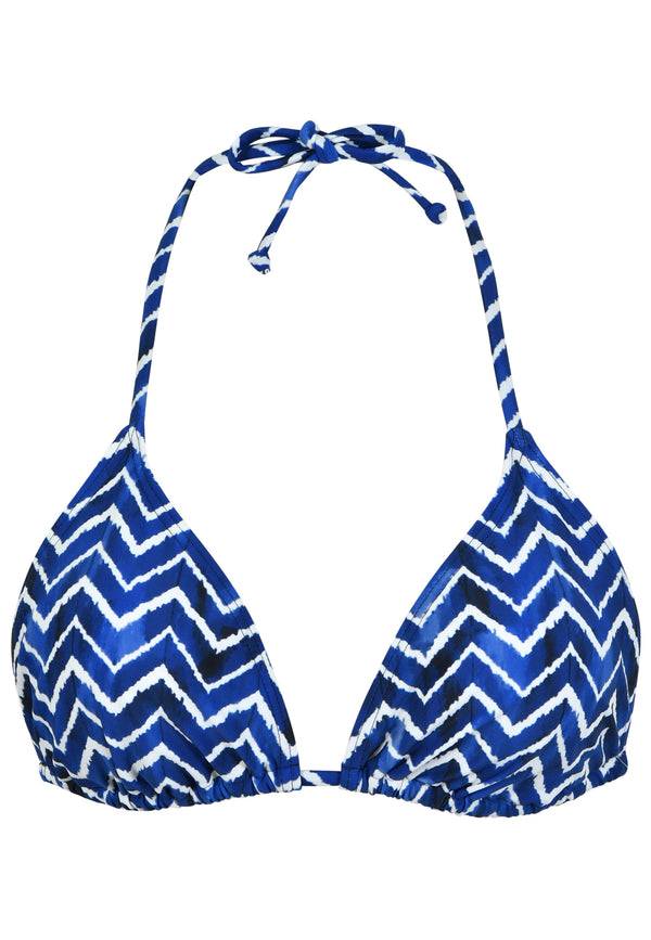 Naturana Bikini-Oberteil The Zig-Zag mit Schale - Blau-Ecru Auslauf