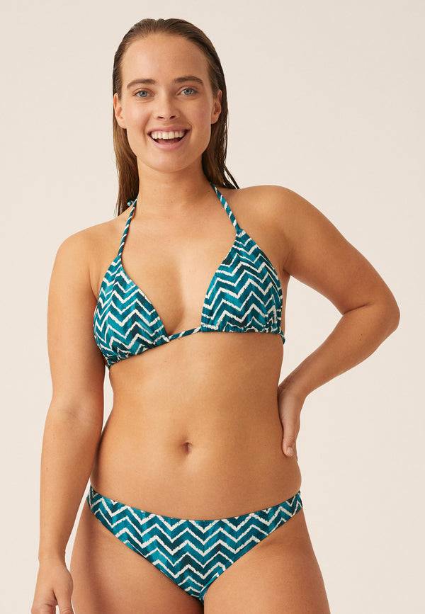 Naturana Bikini-Oberteil The Zig-Zag mit Schale - Smaragd-Ecru Angebote