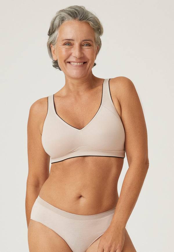 Naturana Natürlicher Baumwoll-Soft-BH - Light Beige/Schwarz Online Outlet