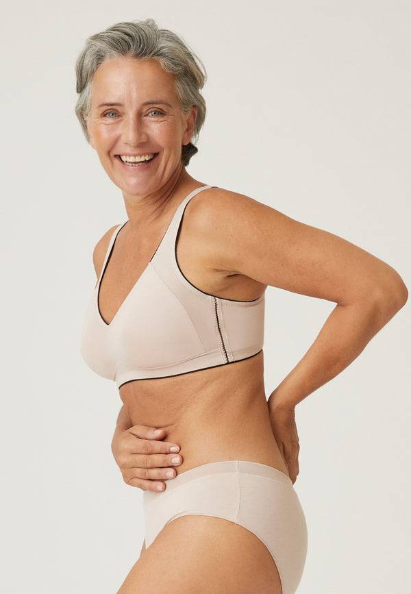 Naturana Natürlicher Baumwoll-Soft-BH - Light Beige/Schwarz Online Outlet