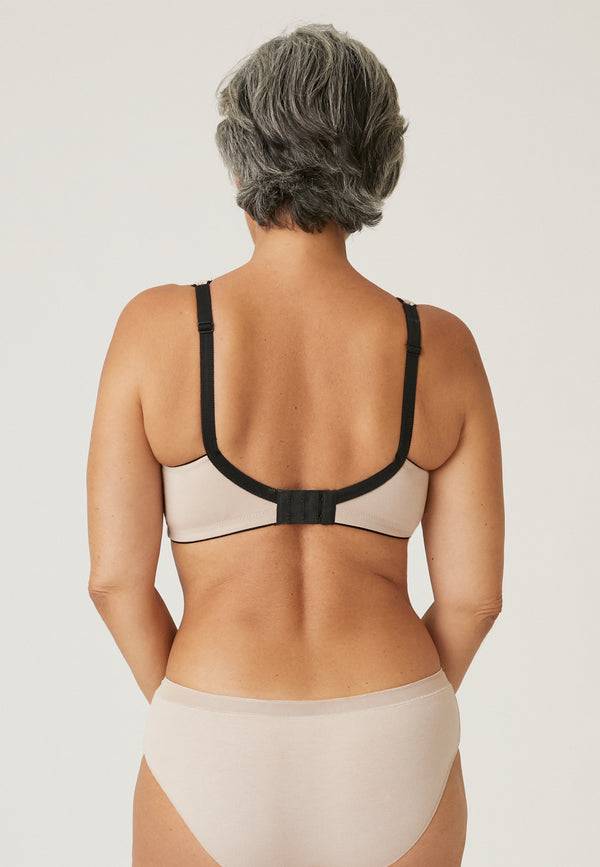 Naturana Natürlicher Baumwoll-Soft-BH - Light Beige/Schwarz Online Outlet