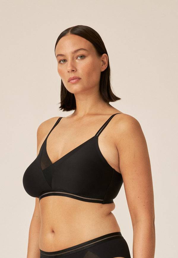Naturana Softer Wohlfühl-BH mit Mesh-Details - Schwarz Fabrikladen